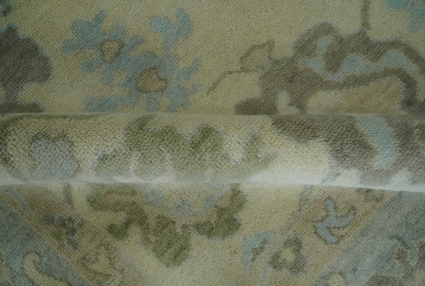 Hand Knotted Antique Style Beige and Silver Traditional Multi Size Oushak Wool Rug - The Rug Decor