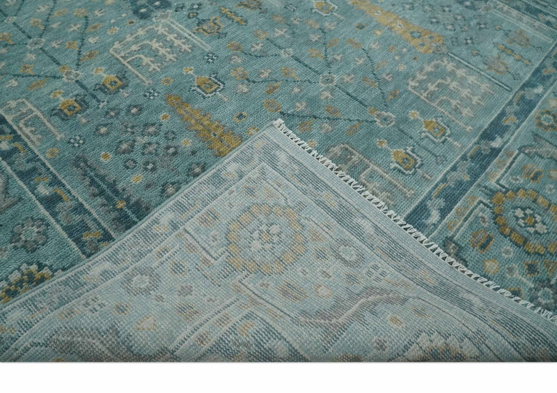 Hand Knotted Aqua and Beige Multi Size Traditional Turkish Tree of Life Wool Rug - The Rug Decor