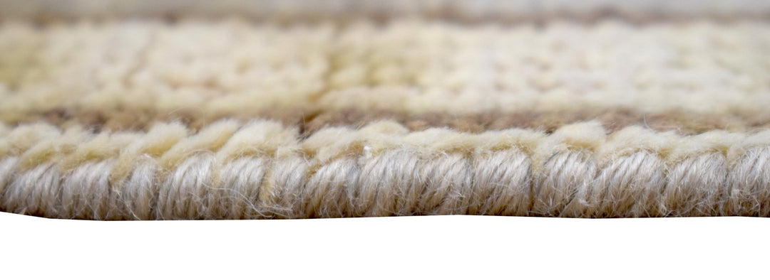 Hand Knotted Beige and Blue Antique Oushak Wool Runner Rug - The Rug Decor
