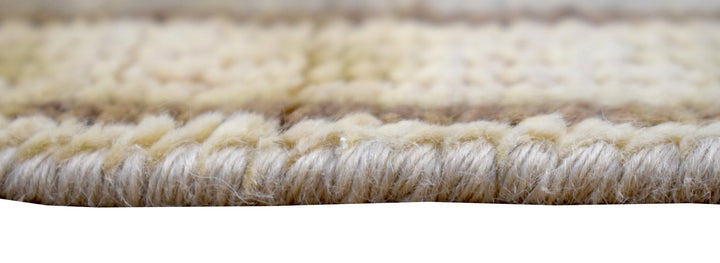 Hand Knotted Beige and Blue Antique Oushak Wool Runner Rug - The Rug Decor