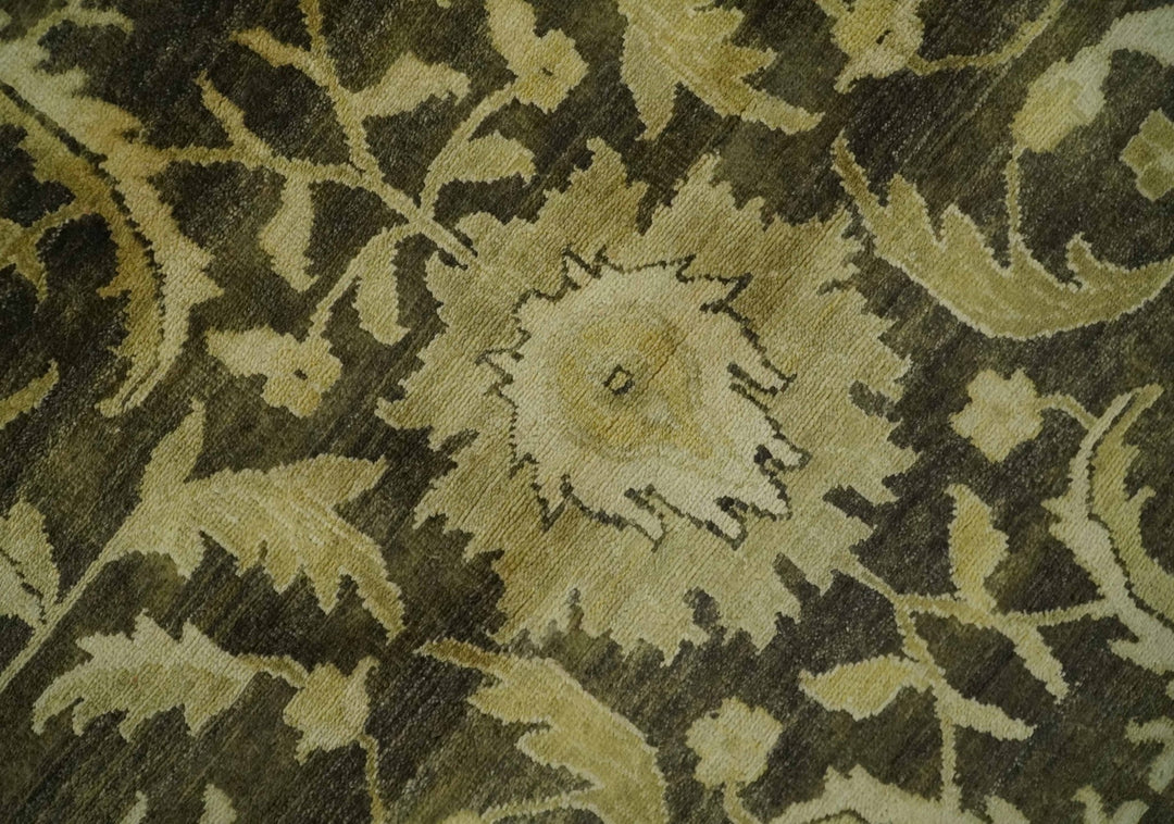 Hand knotted Beige and Olive 10x14 Antique Style Hand knotted Oushak Area Rug - The Rug Decor