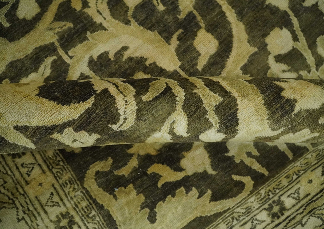 Hand knotted Beige and Olive 10x14 Antique Style Hand knotted Oushak Area Rug - The Rug Decor