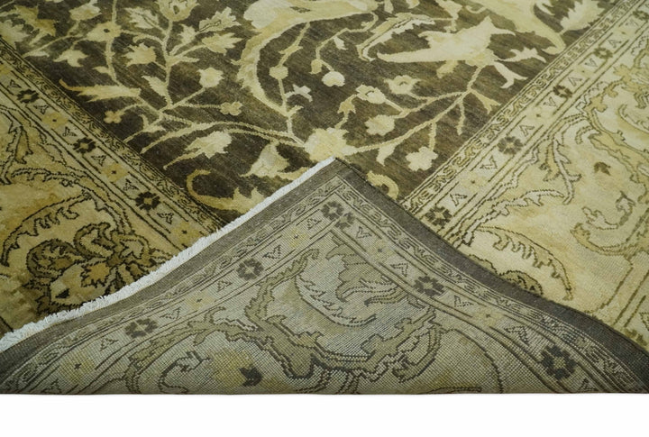 Hand knotted Beige and Olive 10x14 Antique Style Hand knotted Oushak Area Rug - The Rug Decor