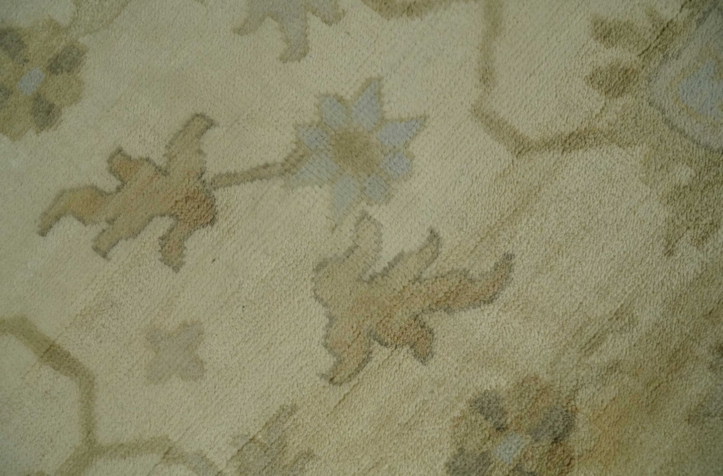 Hand Knotted Beige and Silver Modern Traditional Wool Oushak Area Rug - The Rug Decor