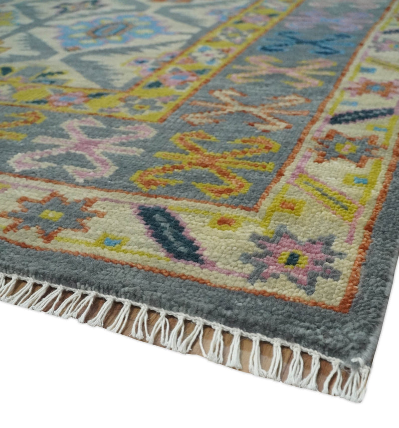 Hand Knotted Beige, Gray and Mustard Oriental 8x10 Wool Area Rug - The Rug Decor