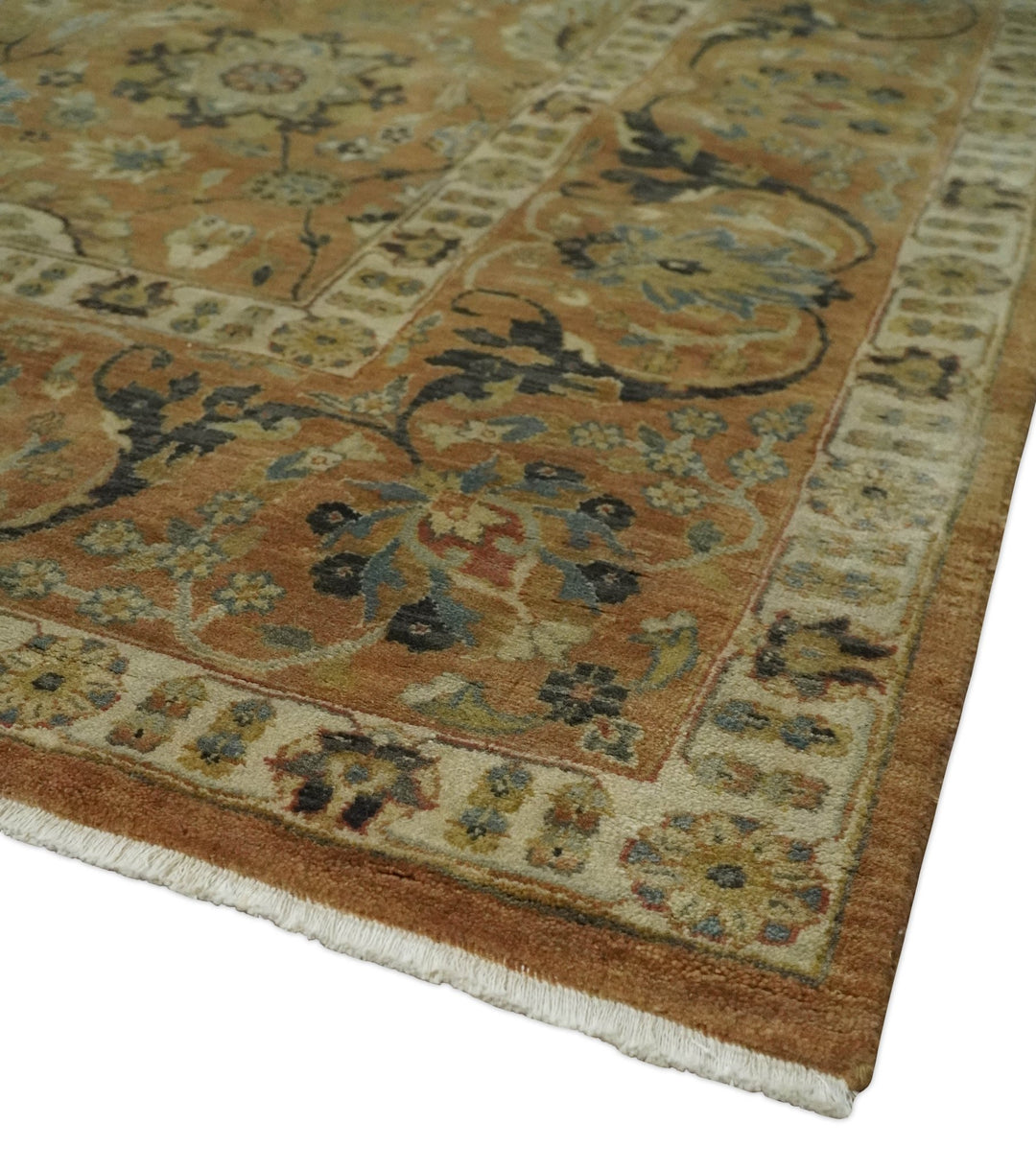 Hand knotted Beige, Ivory and Brown 8x10 Hand knotted Oushak Area Rug - The Rug Decor