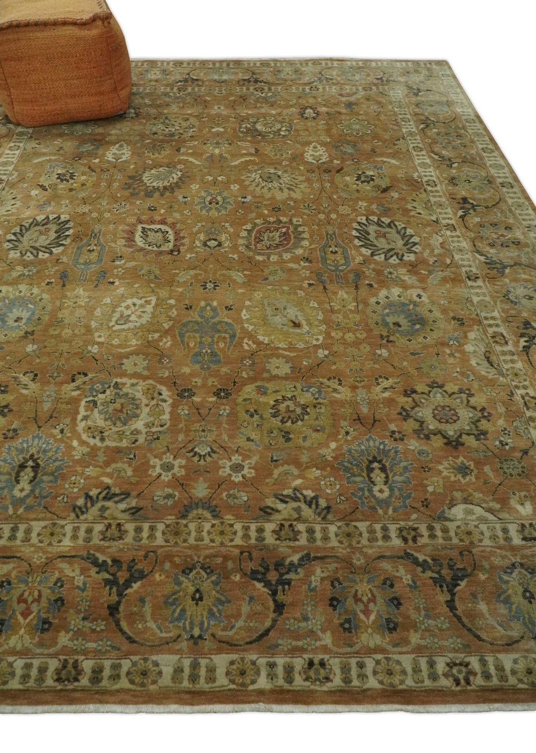 Hand knotted Beige, Ivory and Brown 8x10 Hand knotted Oushak Area Rug - The Rug Decor