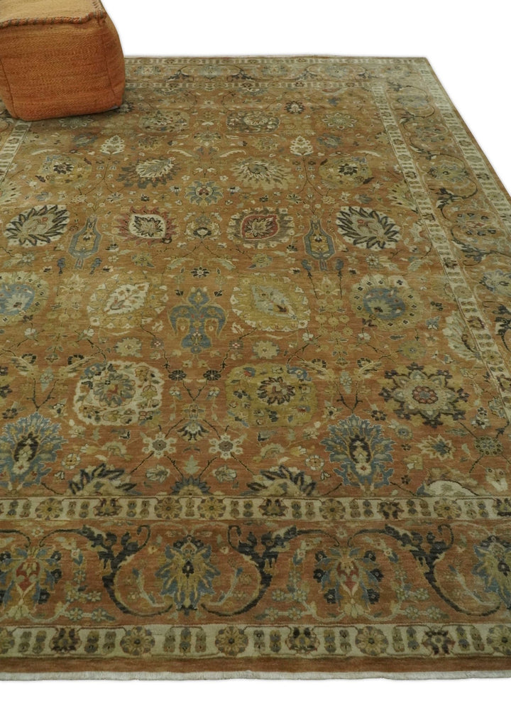 Hand knotted Beige, Ivory and Brown 8x10 Hand knotted Oushak Area Rug - The Rug Decor