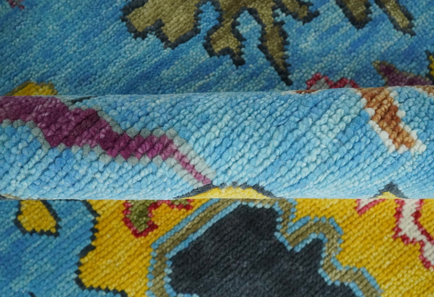 Hand Knotted Blue and Ivory Traditional Persian Turkish Oushak Wool Rug, 6x9, 8x10, 9x12, 10x14 and 12x15 | TRDCP1042 - The Rug Decor