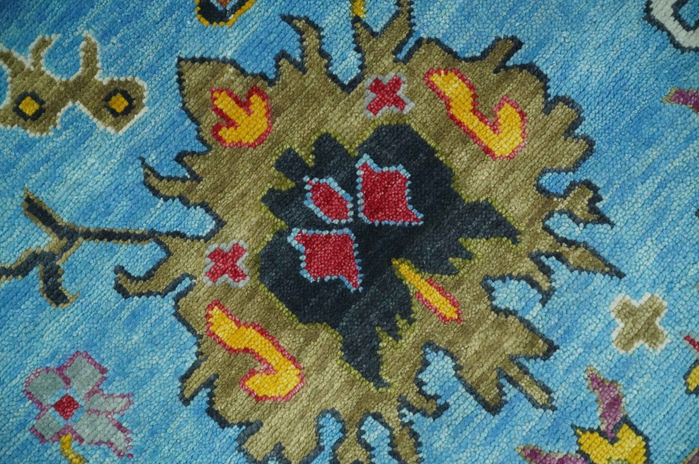 Hand Knotted Blue and Ivory Traditional Persian Turkish Oushak Wool Rug, 6x9, 8x10, 9x12, 10x14 and 12x15 | TRDCP1042 - The Rug Decor