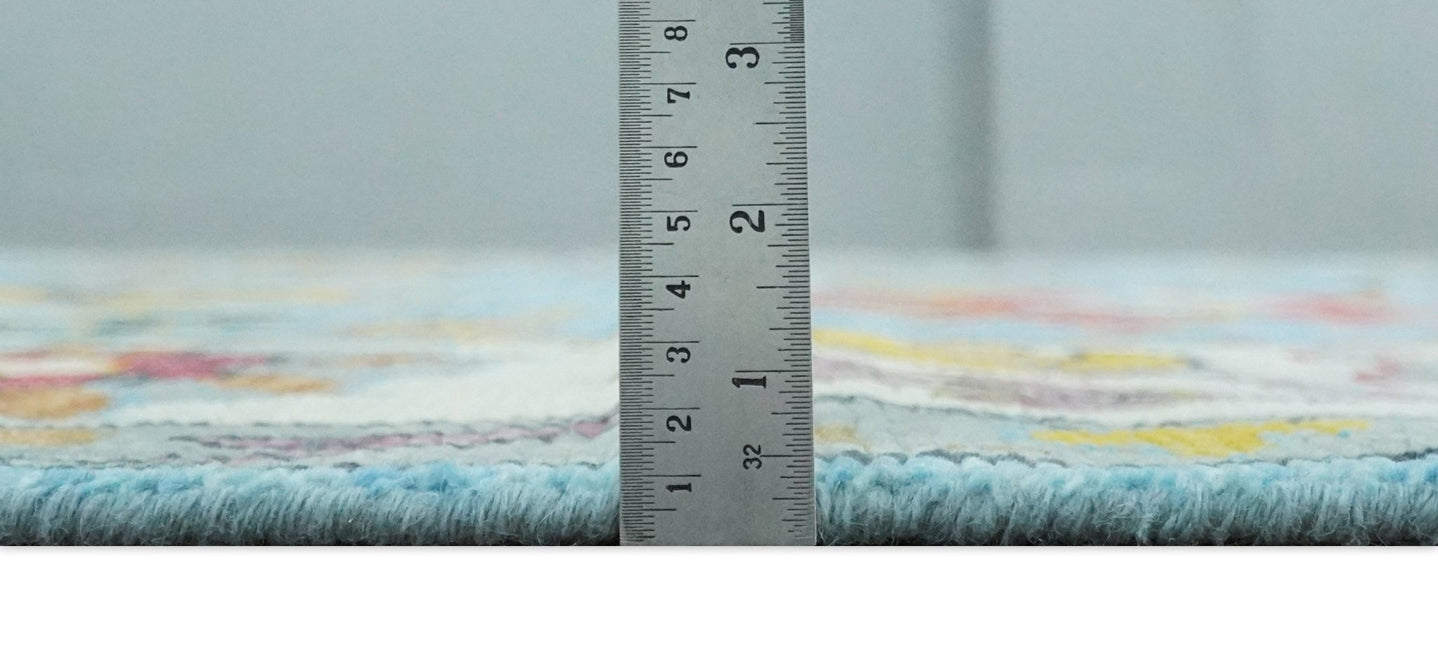 Hand Knotted Blue and Ivory Traditional Persian Turkish Oushak Wool Rug, 6x9, 8x10, 9x12, 10x14 and 12x15 | TRDCP1042 - The Rug Decor