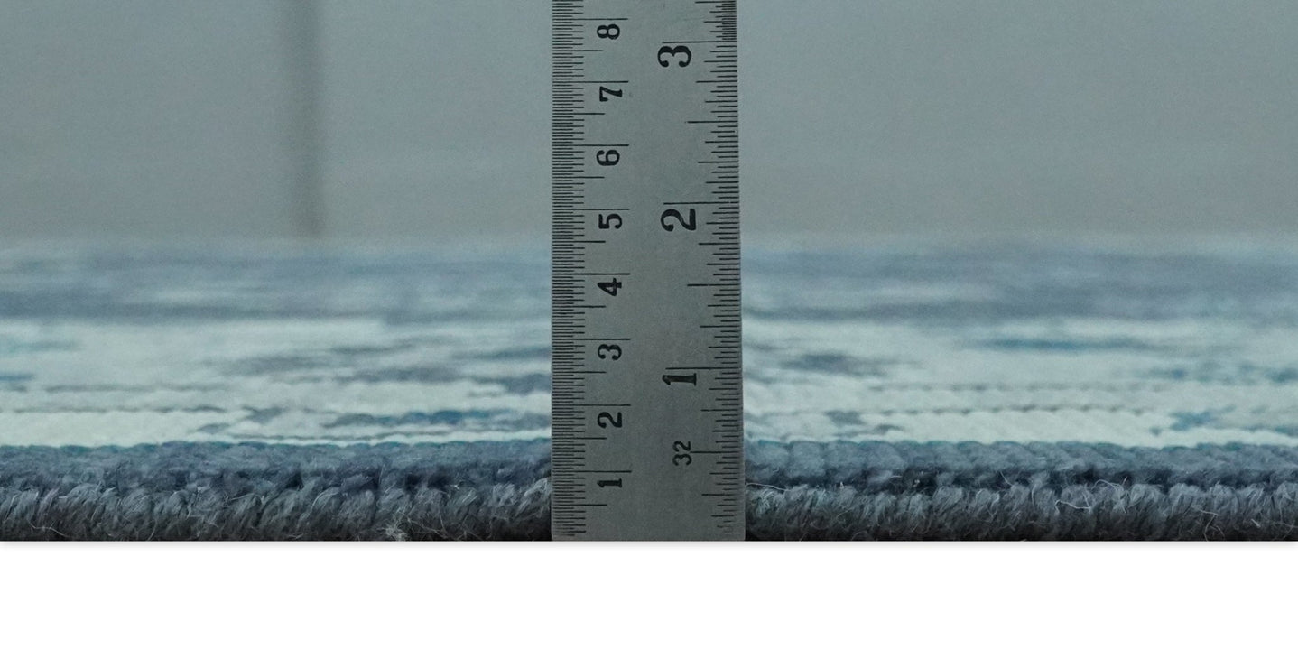 Hand Knotted Blue, Silver and Ivory Traditional Oushak Vintage Style Wool Rug - The Rug Decor