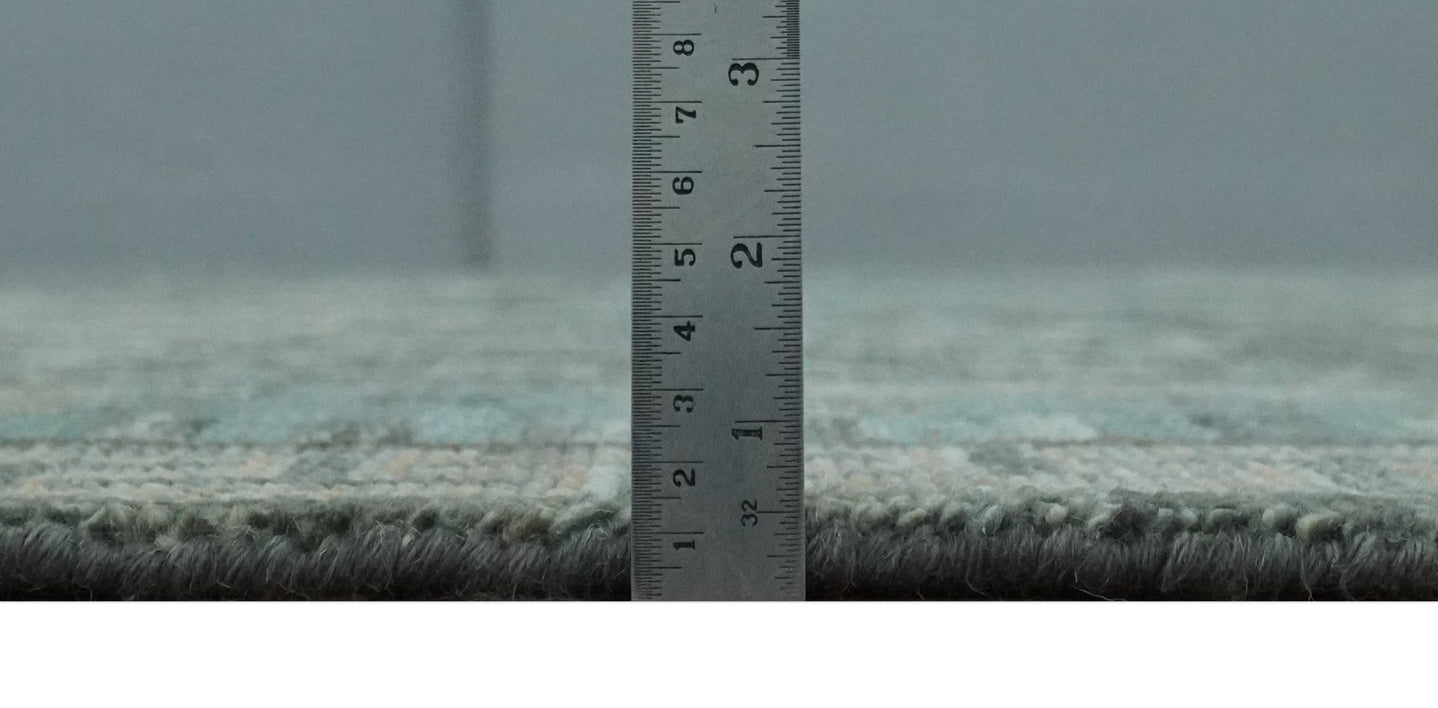 Hand Knotted Charcoal, and Aqua Oriental Khotan Multi Size Traditional Wool Area Rug - The Rug Decor