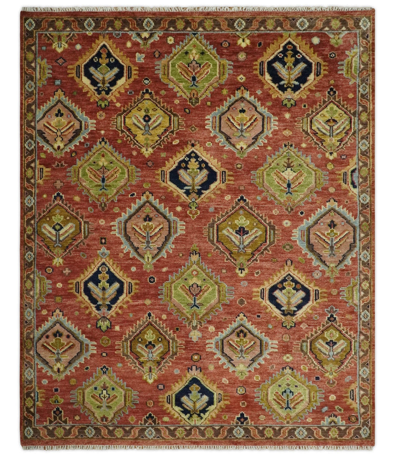 Hand Knotted Eclectic 5x8, 6x9, 8x10, 9x12, 10x14, 12x15 Rust and Brown Persian Antique Traditional Area Rug | TRDCP622 - The Rug Decor