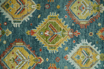 Hand Knotted Eclectic 5x8 Blue, Green and Brown Geometric Traditional Persian Area Rug | TRDCP41958 - The Rug Decor
