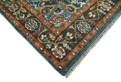 Hand Knotted Eclectic 6x9 Blue and Rust Traditional Persian Area Rug | TRDCP13069 - The Rug Decor