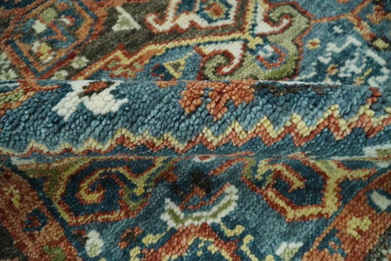 Hand Knotted Eclectic 6x9 Blue and Rust Traditional Persian Area Rug | TRDCP13069 - The Rug Decor