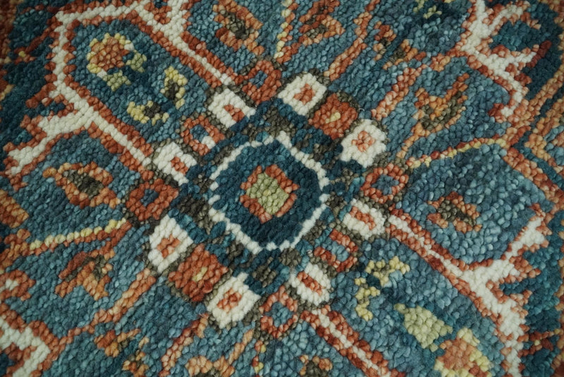 Hand Knotted Eclectic 6x9 Blue and Rust Traditional Persian Area Rug | TRDCP13069 - The Rug Decor