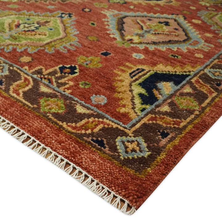 Hand Knotted Eclectic 9x12 Rust and Brown Persian Antique Traditional Area Rug | TRDCP622912 - The Rug Decor