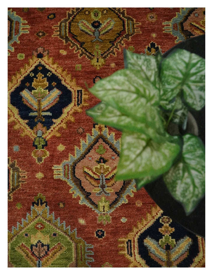 Hand Knotted Eclectic 9x12 Rust and Brown Persian Antique Traditional Area Rug | TRDCP622912 - The Rug Decor