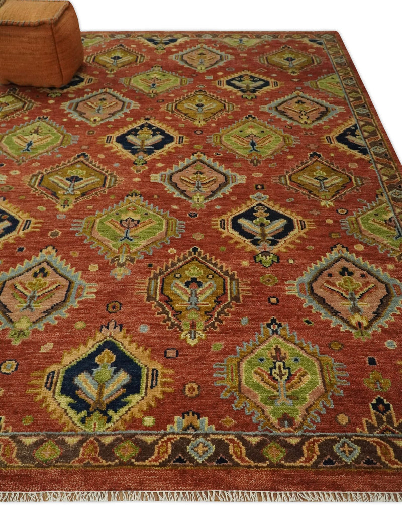 Hand Knotted Eclectic 9x12 Rust and Brown Persian Antique Traditional Area Rug | TRDCP622912 - The Rug Decor