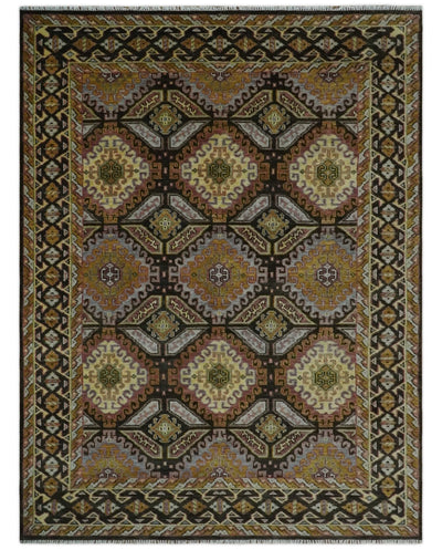 Hand Knotted Gold, Black and Brown Oriental Traditional Wool Area Rug, Living Room and Bedroom Rug - The Rug Decor