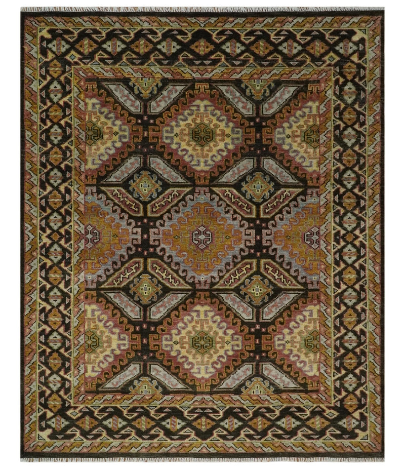 Hand Knotted Gold, Black and Brown Oriental Traditional Wool Area Rug, Living Room and Bedroom Rug - The Rug Decor