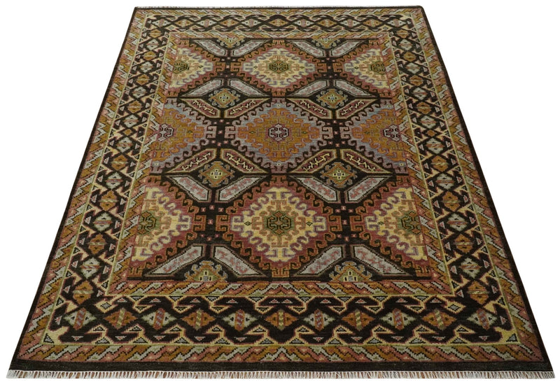 Hand Knotted Gold, Black and Brown Oriental Traditional Wool Area Rug, Living Room and Bedroom Rug - The Rug Decor