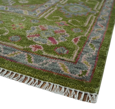 Hand Knotted Green and Silver Traditional Multi Size Antique Wool Area Rug - The Rug Decor