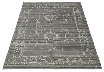 Hand Knotted Ivory and Charcoal Traditional Abstract Natural Wool Area Rug, Kids, Living Room and Bedroom Rug | MEHK9 - The Rug Decor