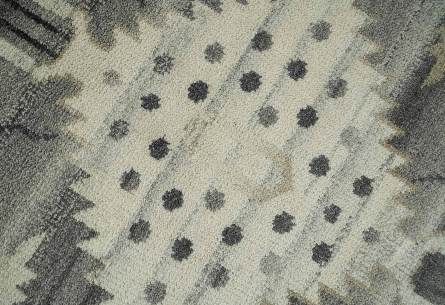 Hand Knotted Ivory and Gray Traditional Tribal Natural Wool Area Rug, Kids, Living Room and Bedroom Rug | MEHK4 - The Rug Decor