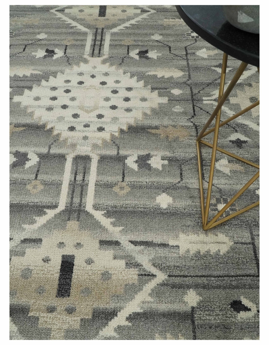 Hand Knotted Ivory and Gray Traditional Tribal Natural Wool Area Rug, Kids, Living Room and Bedroom Rug | MEHK4 - The Rug Decor