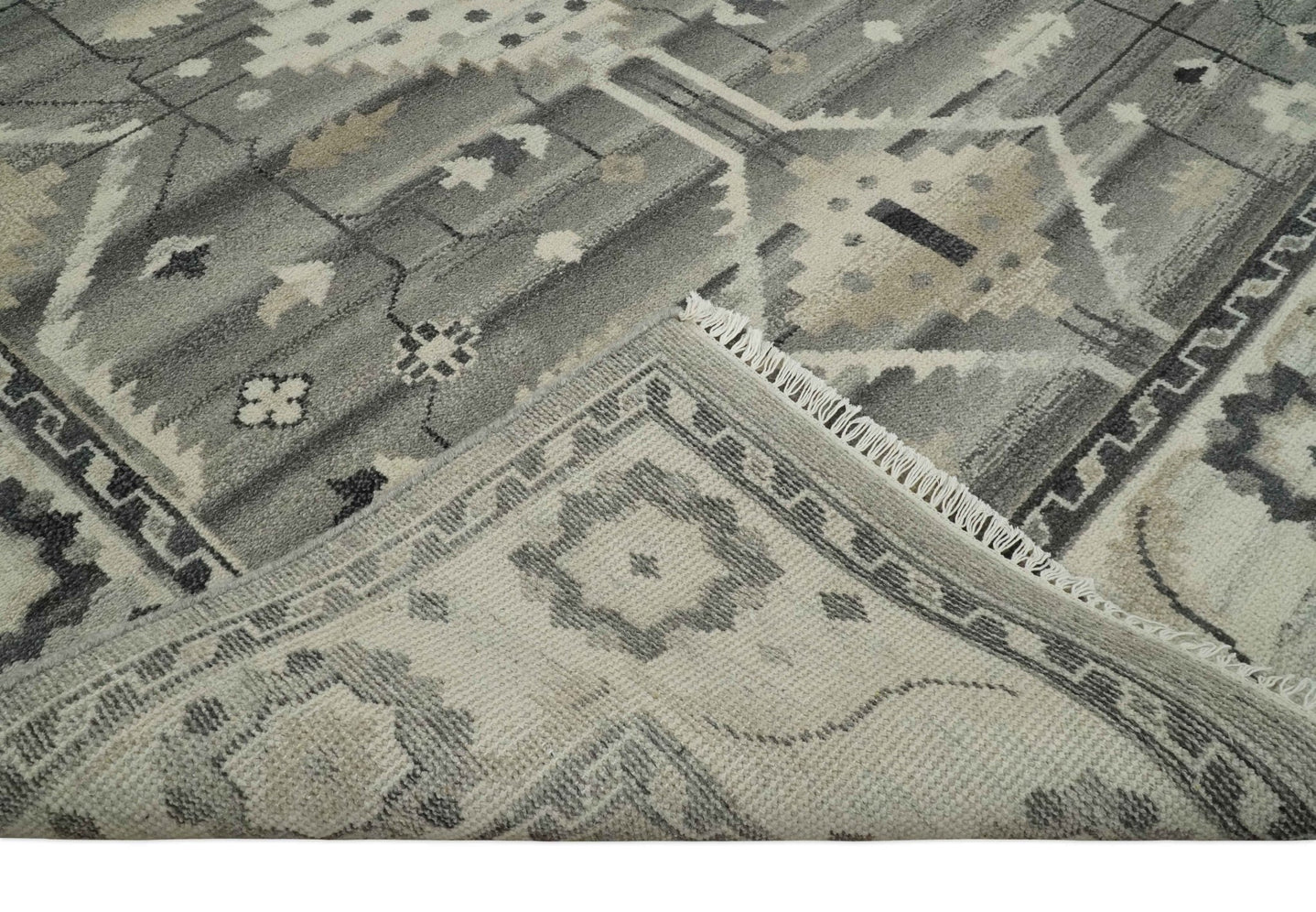 Hand Knotted Ivory and Gray Traditional Tribal Natural Wool Area Rug, Kids, Living Room and Bedroom Rug | MEHK4 - The Rug Decor