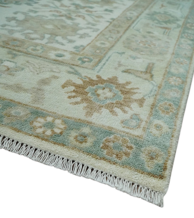 Hand Knotted Ivory and Silver 8x10 Traditional Oushak Wool Area Rug - The Rug Decor