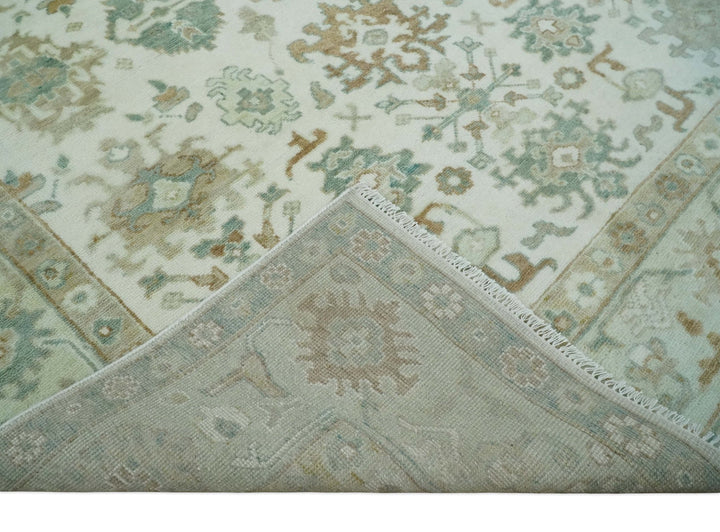 Hand Knotted Ivory and Silver 8x10 Traditional Oushak Wool Area Rug - The Rug Decor