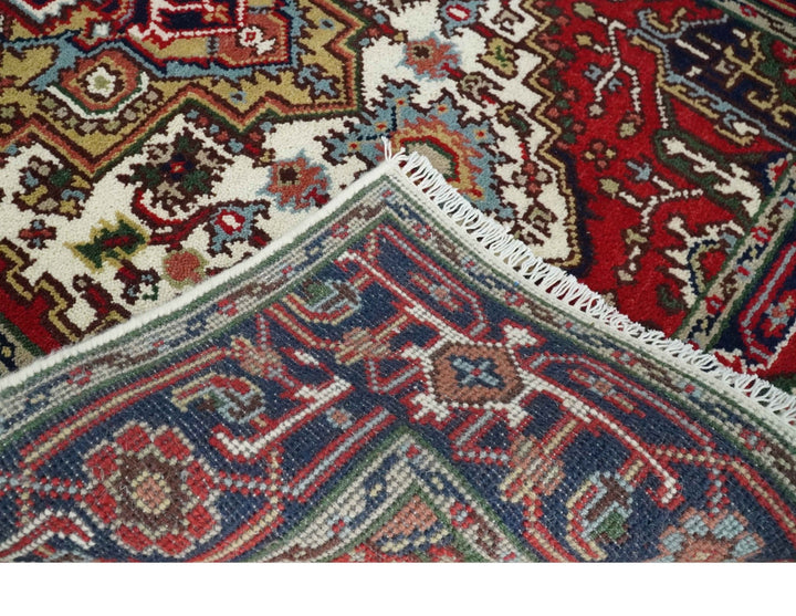 Hand Knotted Ivory, Brown and Blue 4x6 Traditional Antique Style Wool Area Rug - The Rug Decor