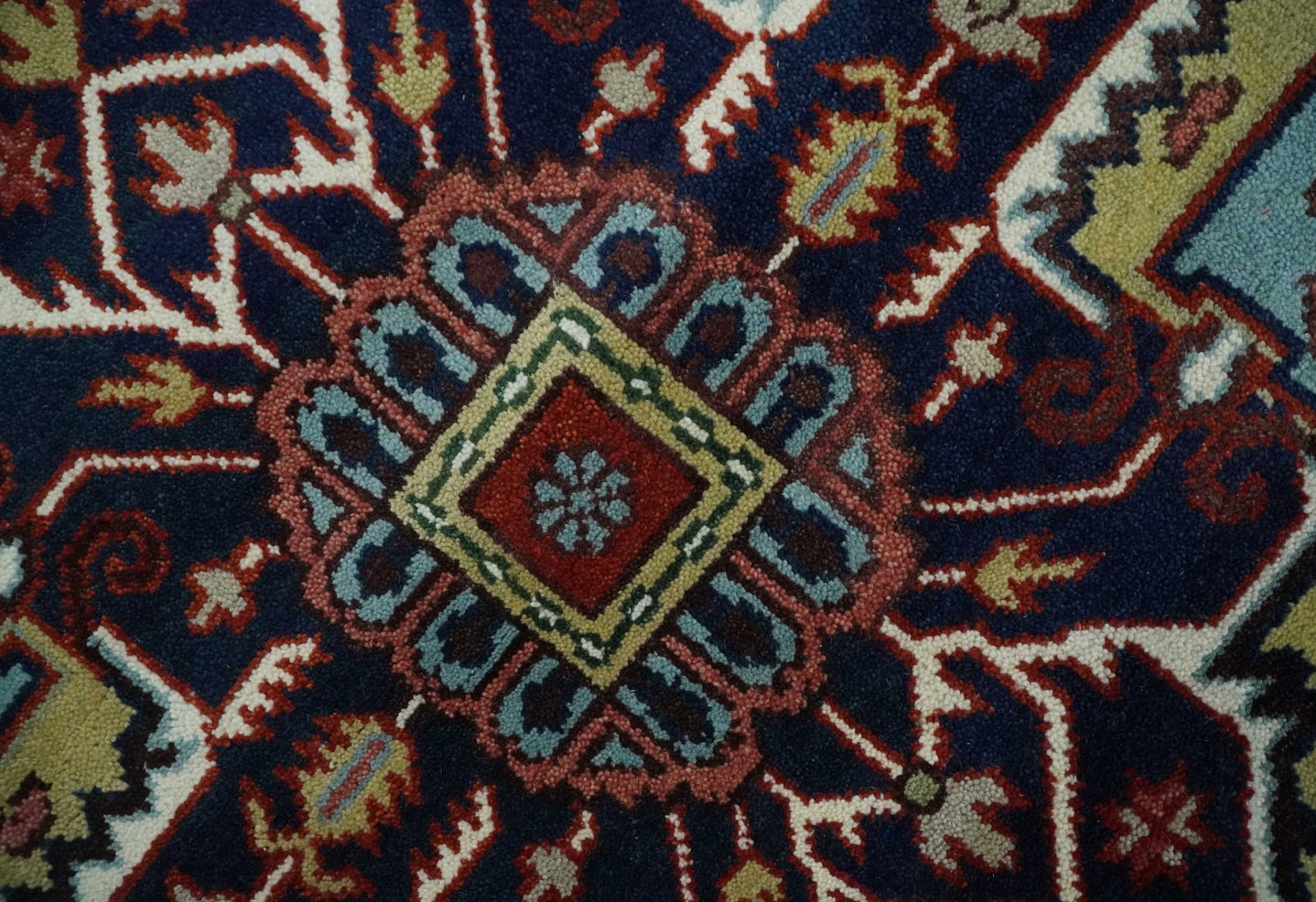 Hand Knotted Ivory, Brown and Blue Traditional Antique Style Wool Area Rug - The Rug Decor