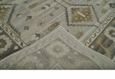 Hand Knotted Ivory, Charcoal and Beige Traditional Floral Multi Size Wool Area Rug - The Rug Decor