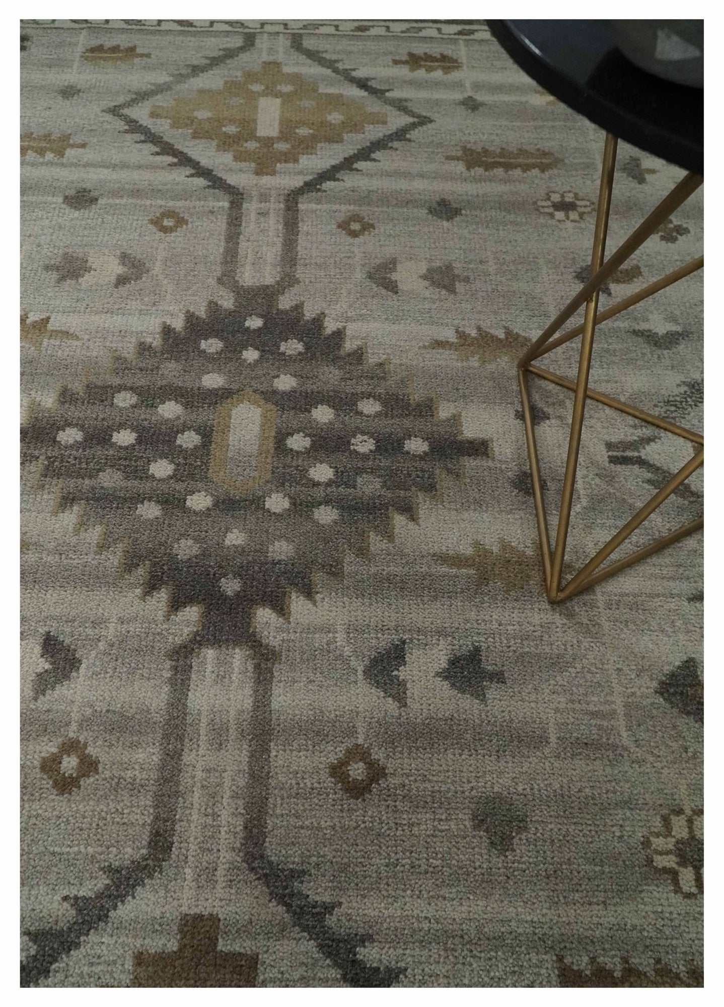 Hand Knotted Ivory, Charcoal and Beige Traditional Floral Multi Size Wool Area Rug - The Rug Decor