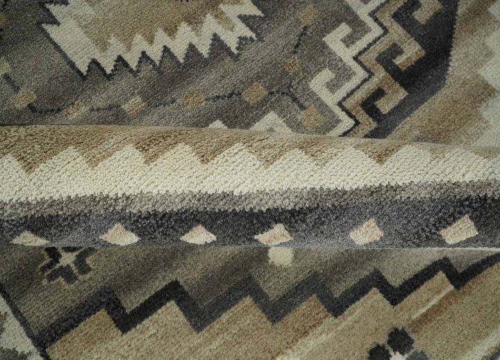 Hand Knotted Ivory, Charcoal and Beige Traditional Medallion Natural Wool Area Rug, Kids, Living Room and Bedroom Rug | MEHK8 - The Rug Decor