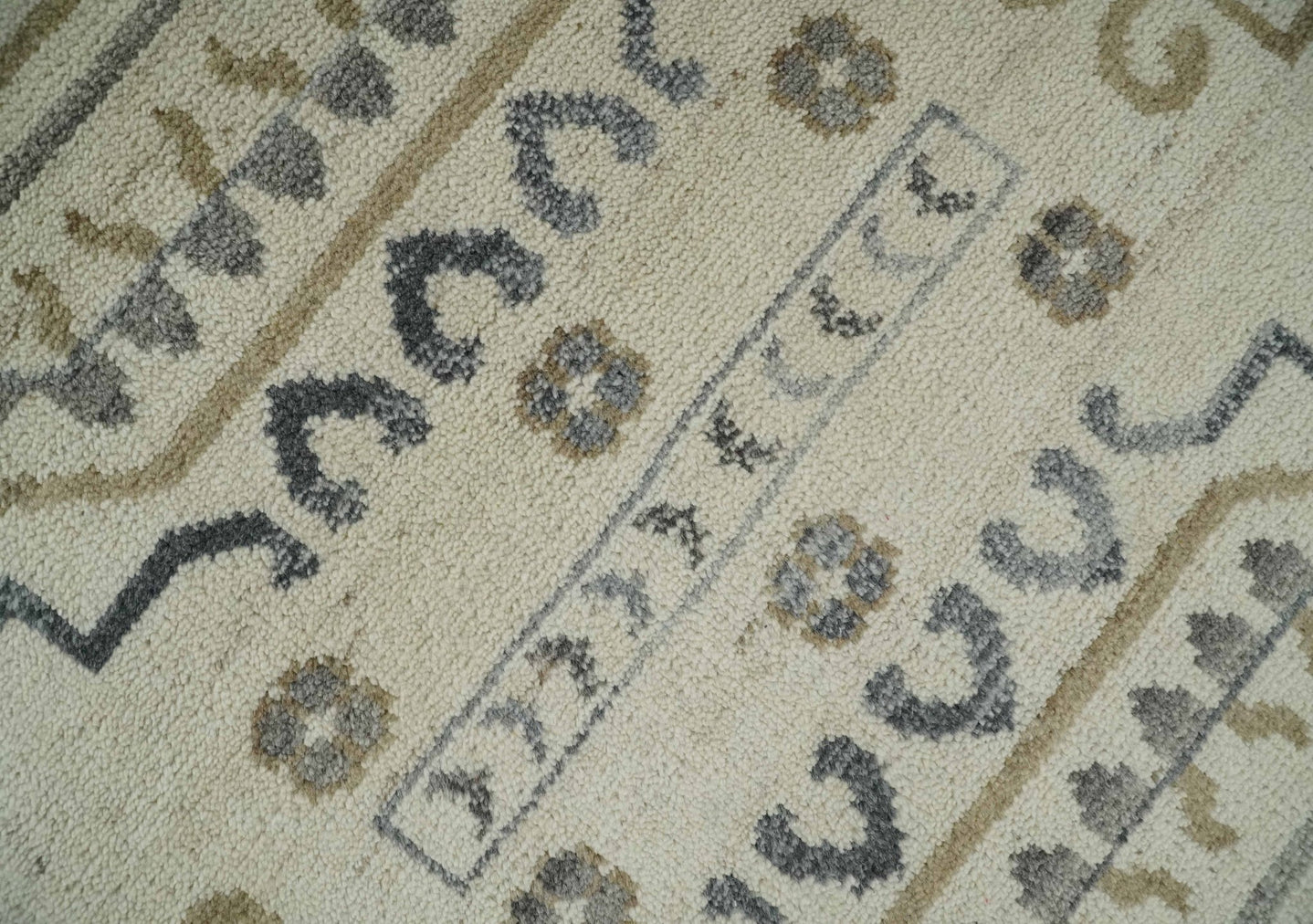 Hand Knotted Ivory, Gray and Beige Traditional Medallion Natural Wool Area Rug, Kids, Living Room and Bedroom Rug | MEHK7 - The Rug Decor