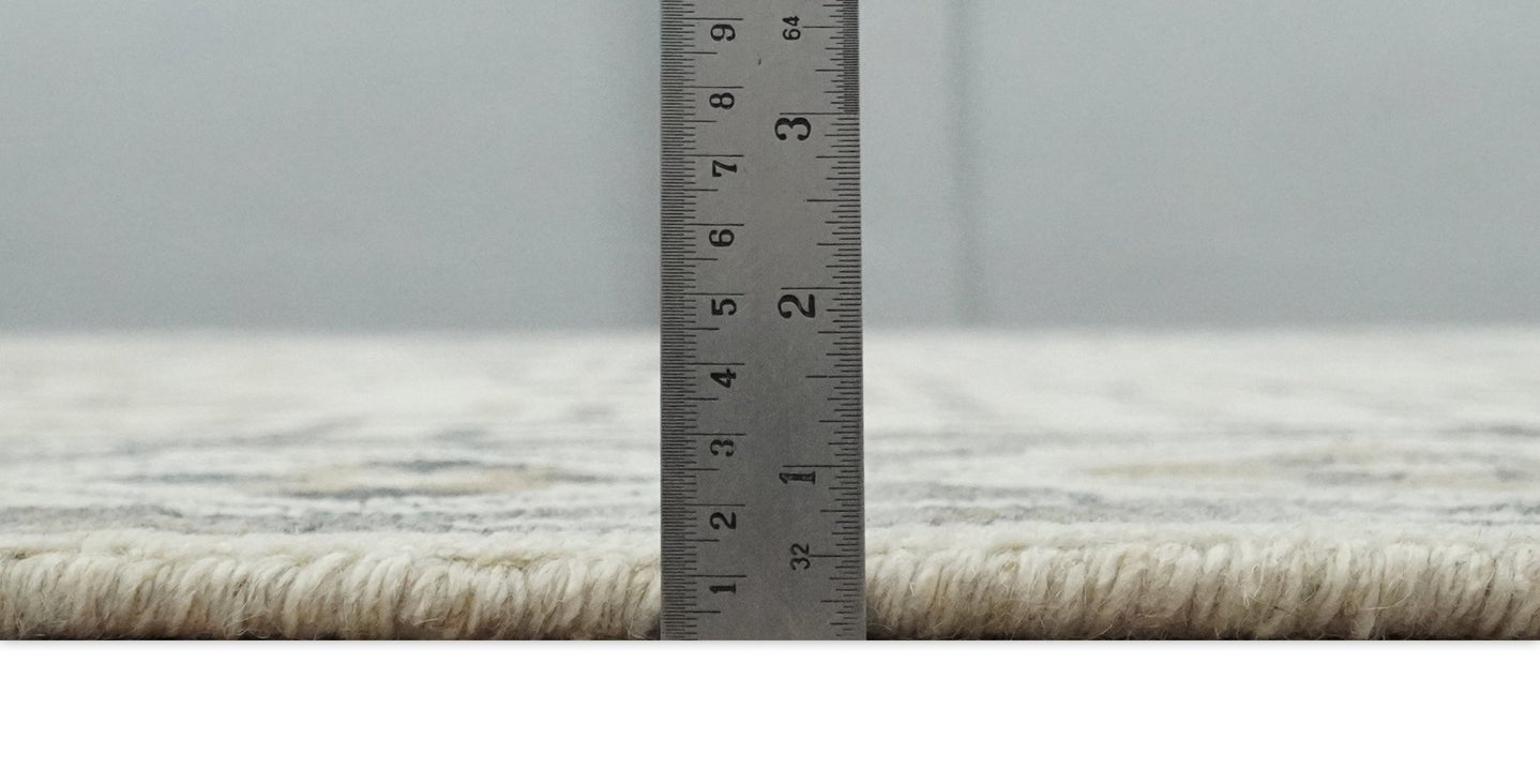 Hand Knotted Ivory, Gray and Beige Traditional Medallion Natural Wool Area Rug, Kids, Living Room and Bedroom Rug | MEHK7 - The Rug Decor