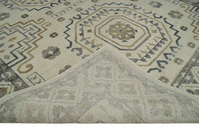 Hand Knotted Ivory, Gray and Beige Traditional Medallion Natural Wool Area Rug, Kids, Living Room and Bedroom Rug | MEHK7 - The Rug Decor