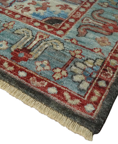 Hand Knotted Ivory, Rust and Blue Antique Persian Heriz Serapi Wool Rug, 5x8, 6x9, 8x10 and 9x12 Living Room Rug | TRD2557 - The Rug Decor