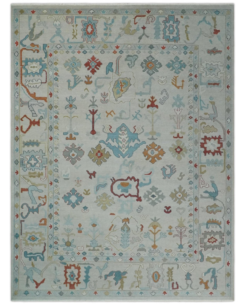 Hand Knotted Ivory Traditional Vintage Style colorful Multi size Oushak Wool Area Rug - The Rug Decor