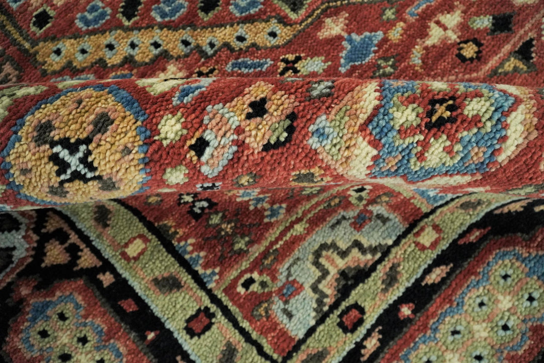 Hand Knotted Kazak Medallion 8x10 Rust and Black Traditional Persian Rug | TRDCP103810 - The Rug Decor