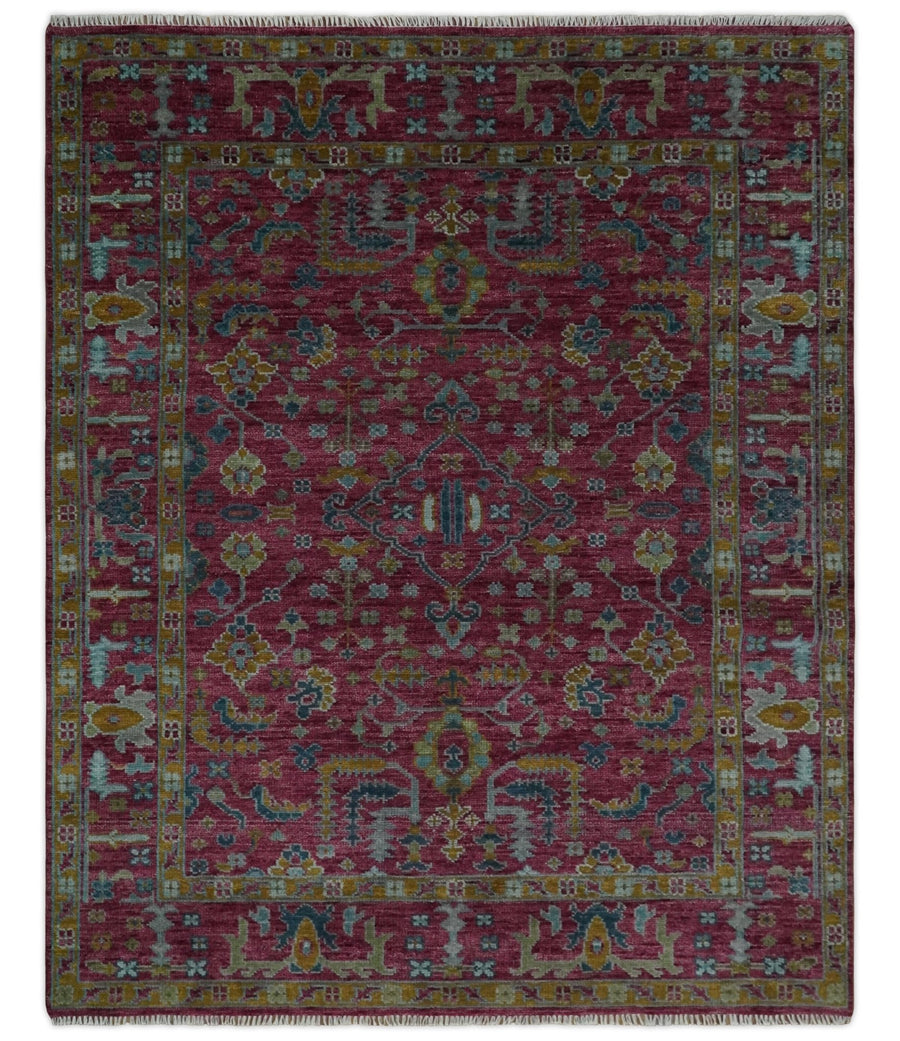Hand Knotted Maroon and Gold Traditional Antique Style Wool Area Rug - The Rug Decor
