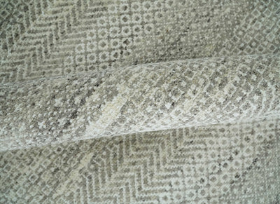 Hand Knotted Modern Geometric Trellis Scandinavian 8x10 Beige, and Ivory Wool Area Rug - The Rug Decor