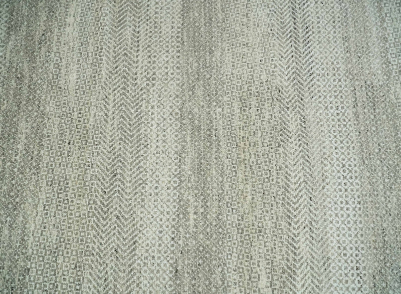 Hand Knotted Modern Geometric Trellis Scandinavian 8x10 Beige, and Ivory Wool Area Rug - The Rug Decor