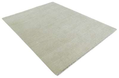 Hand Knotted Modern Geometric Trellis Scandinavian 8x10 Beige and Ivory Wool Area Rug | TRDCP932810 - The Rug Decor